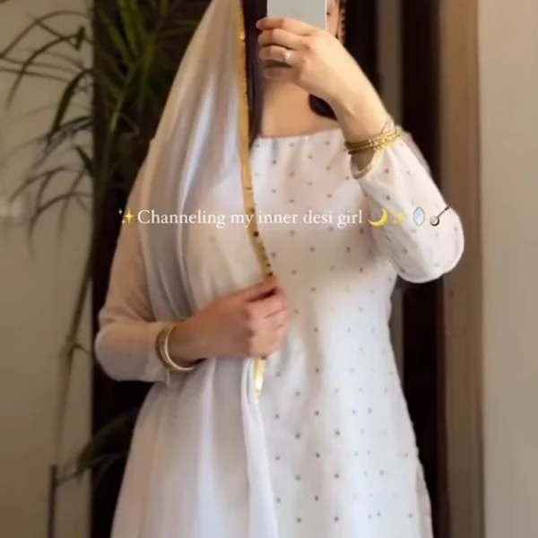 white chiffon sharara set