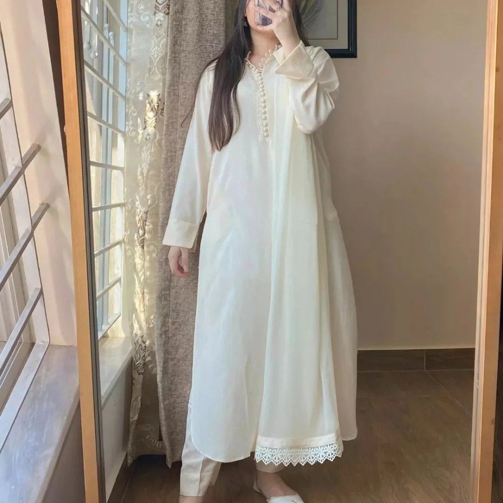 Silk Karandi Pearl White Outfit