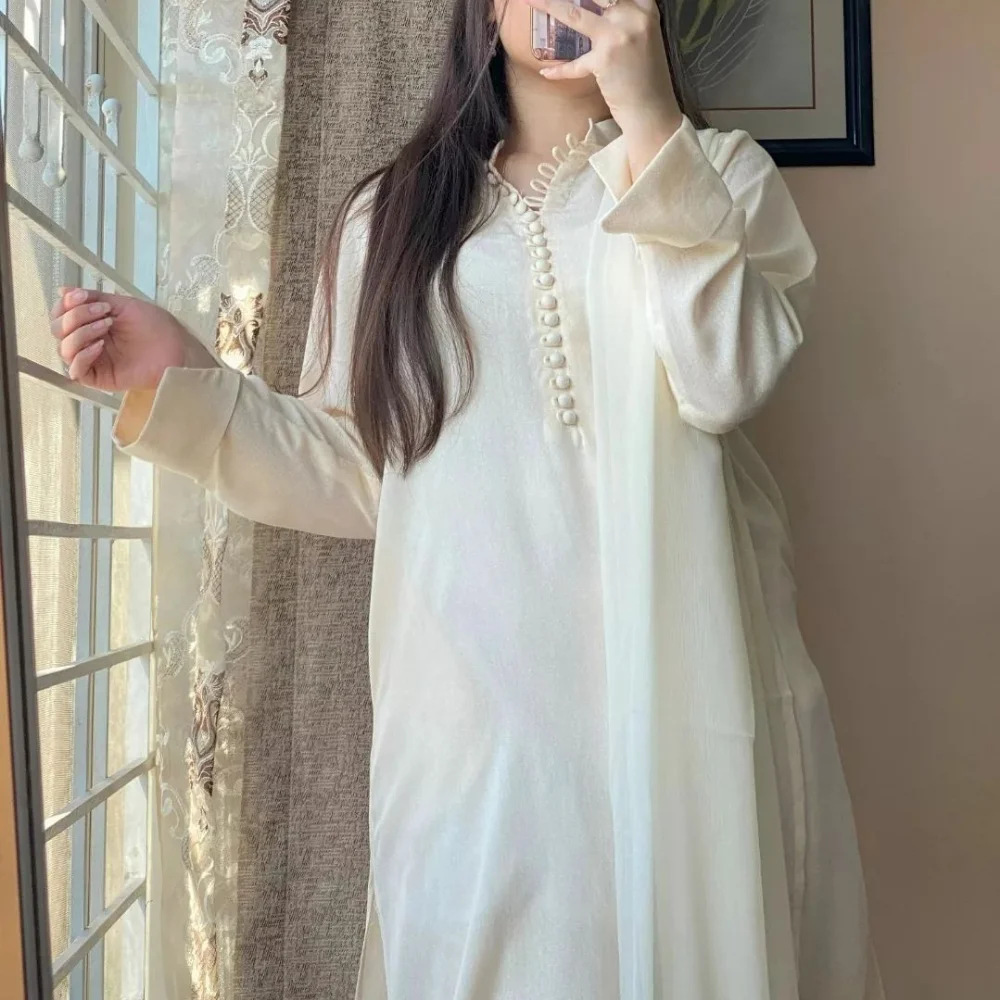 Silk Karandi Pearl White Outfit