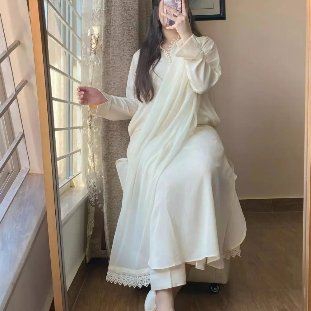 Silk Karandi Pearl White Outfit - Image 2