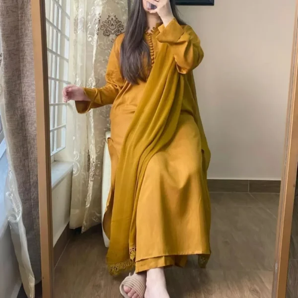 Silk Karandi Mustard Outfit