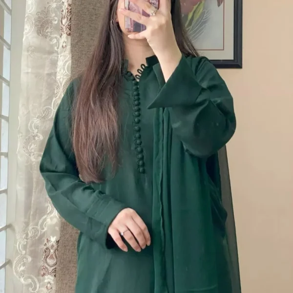 Silk Karandi Deep Green Outfit
