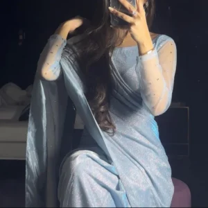 Moonlight Glitter Saree in Cinderella Blue