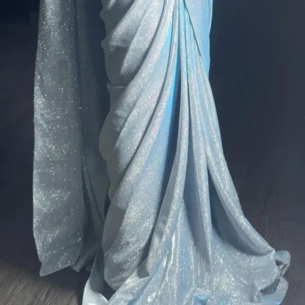 Moonlight Glitter Saree in Cinderella Blue - Image 2