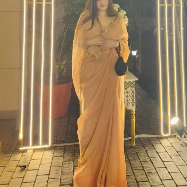 Orange Georgette Silk Saree,