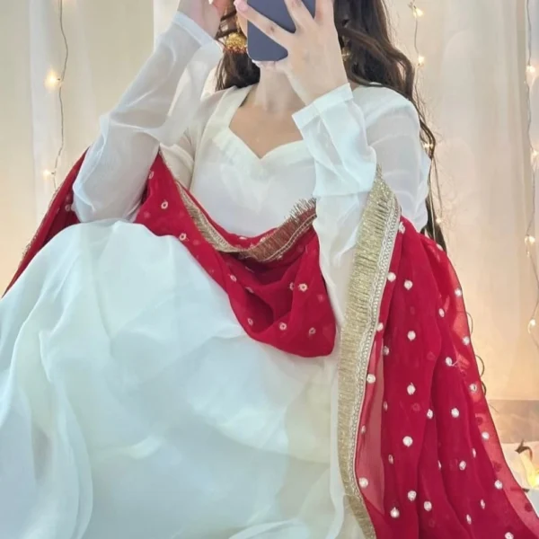 Blossom White Anarkali