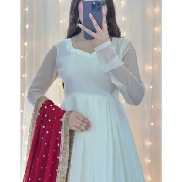 Blossom White Anarkali