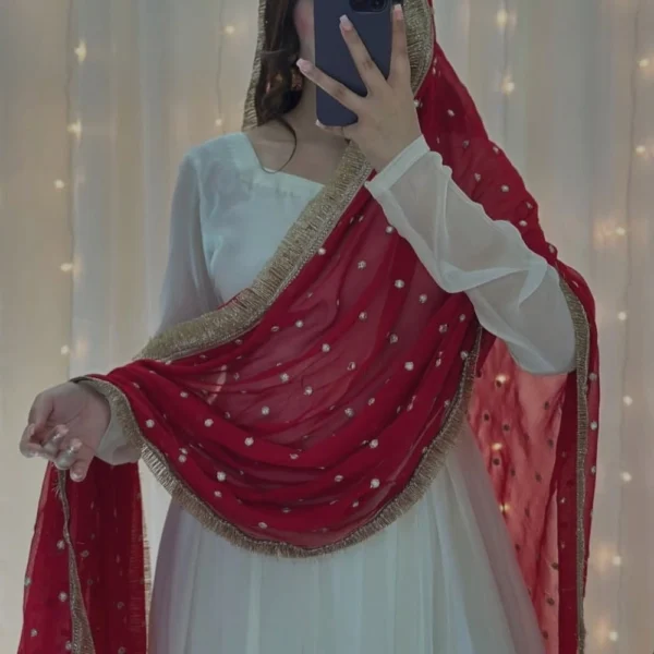Blossom White Anarkali