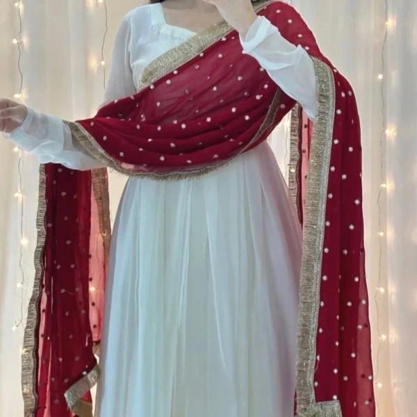 Blossom White Anarkali