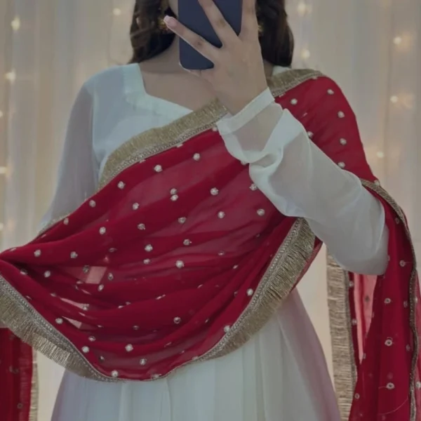 Blossom White Anarkali