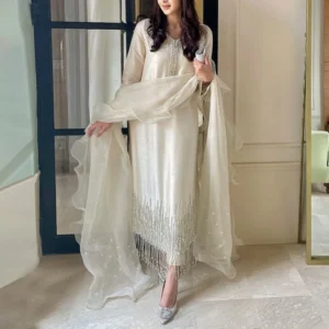 Silk Radiance with Frilled Dupatta