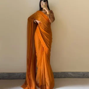 Tangerine Spark Georgette Saree