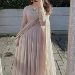 soft blush Anarkali or Kurti with Sharara