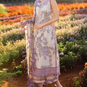 Lavender Bloom Chikan Embroidered Lawn Suit
