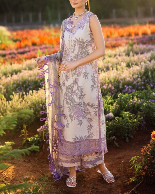 Lavender Bloom Chikan Embroidered Lawn Suit