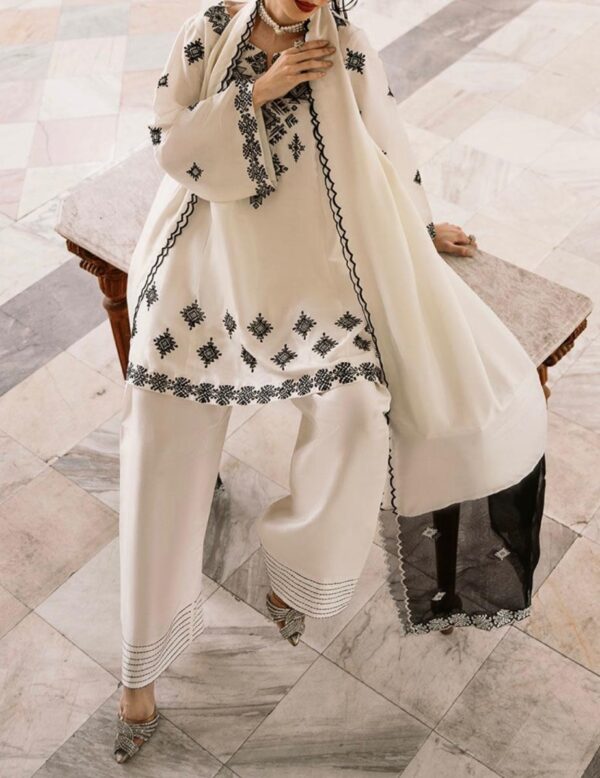 Meem Se Mohabbat – White & Black Farshi Shalwar Set - Image 5