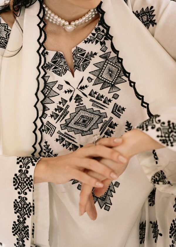 Meem Se Mohabbat – White & Black Farshi Shalwar Set - Image 3