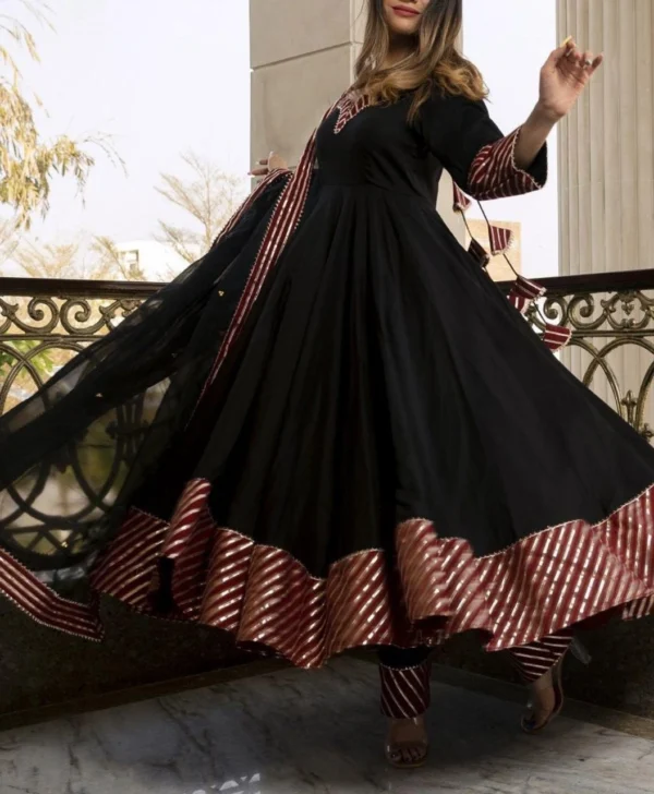 Midnight Maroon Gotta Patti Anarkali - Image 4