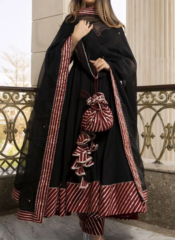 Midnight Maroon Gotta Patti Anarkali