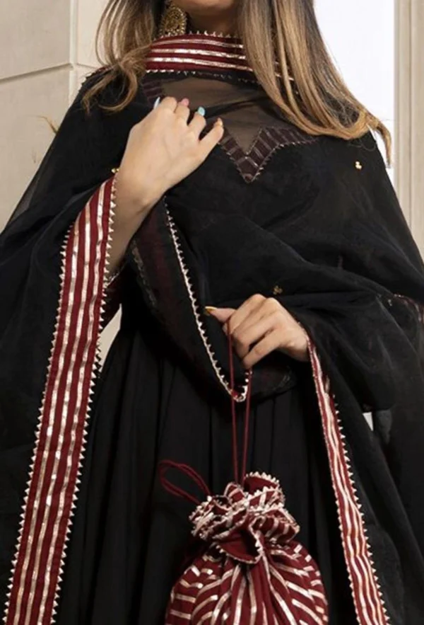Midnight Maroon Gotta Patti Anarkali - Image 2