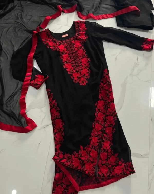 Saiyaara - Black & Red Embroidered Outfit - Image 3