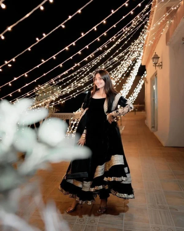 Regal Black Velvet Double Ghera Anarkal - Image 5