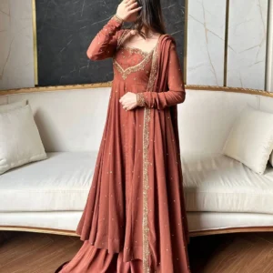 Rusty Salma Sitara Work Anarkali Set