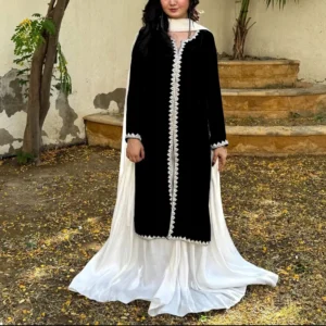 Black & Ivory Velvet Sharara Set
