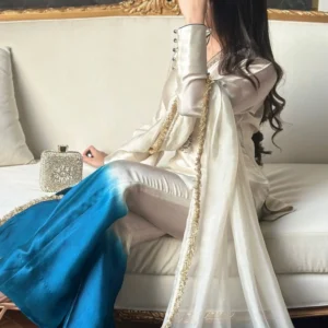 Ivory with Teal blue Co-Ord Set